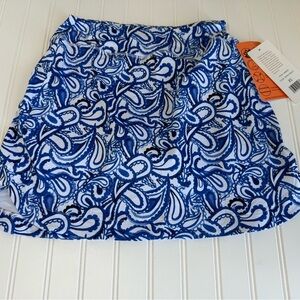 Gottex Women Golf Tennis Skort Skirt XS Royal Paisley Built-in Shorts NEW. 1127